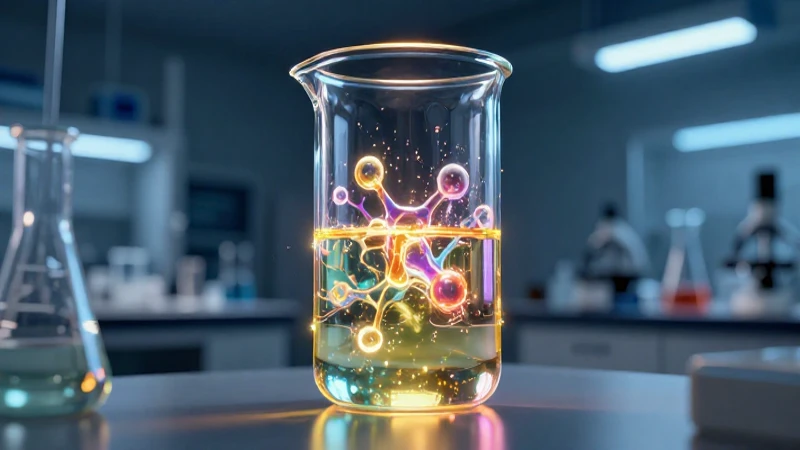 Frasco químico radiante con estructuras dinámicas