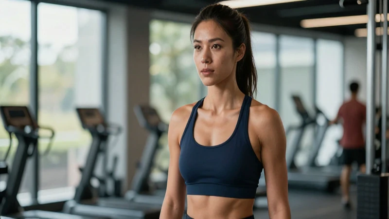 Entrenadora fitness profesional con estética dinámica