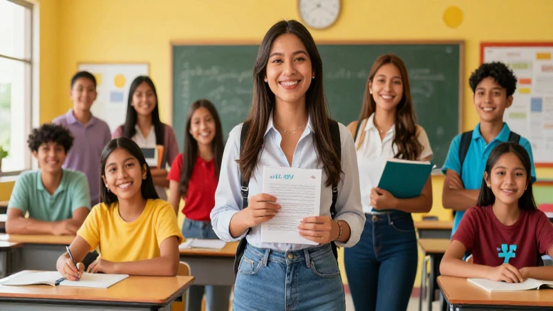 Estudiantes mexicanos alegres en aula moderna