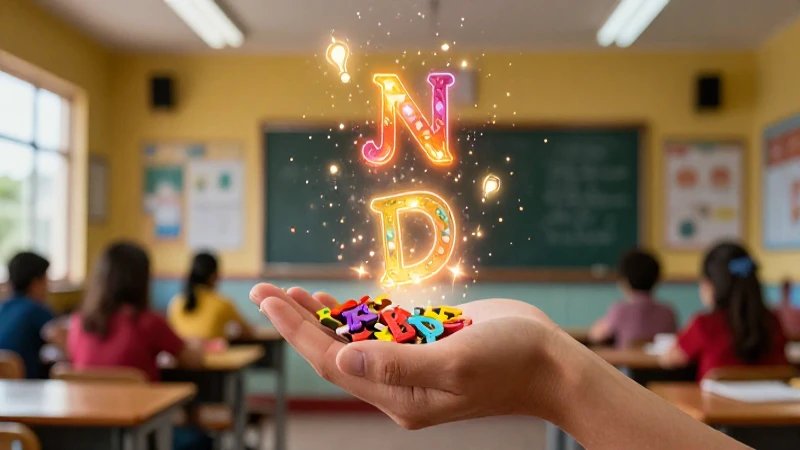 Letras luminosas en un aula mexicana vibrante