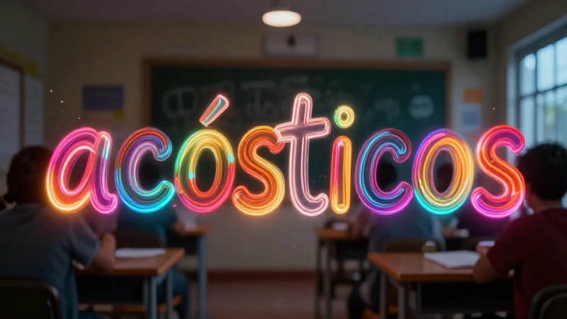 Acrósticos creativos en entorno educativo vibrante
