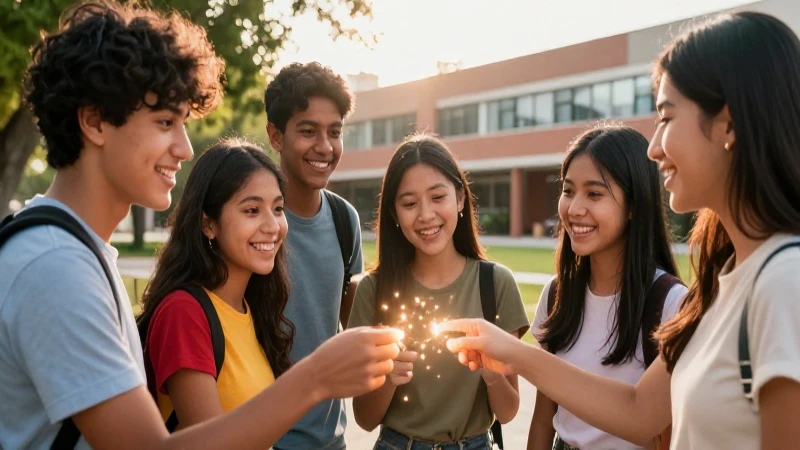 Estudiantes diversos colaborando en México con estilo