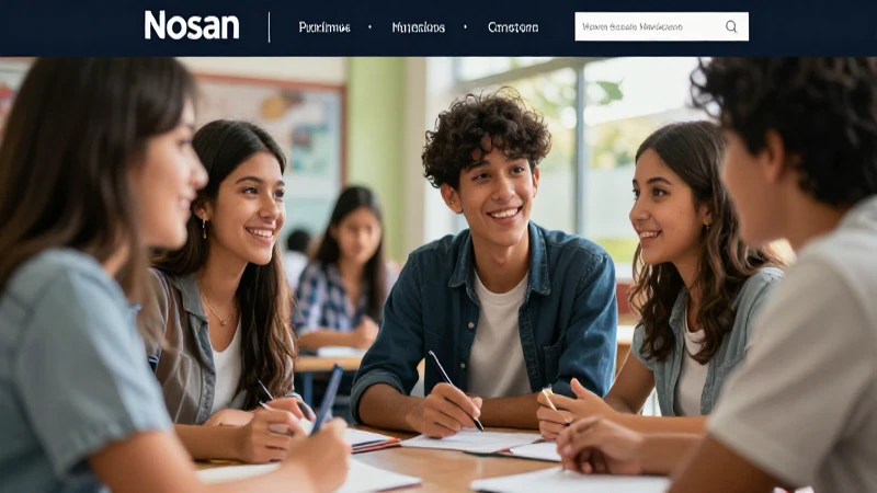 Ilustración vibrante de alumnos colaborando en educación