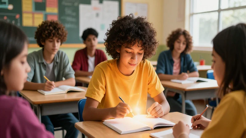 Estudiantes vibrantes colaboran en aula mexicano moderno