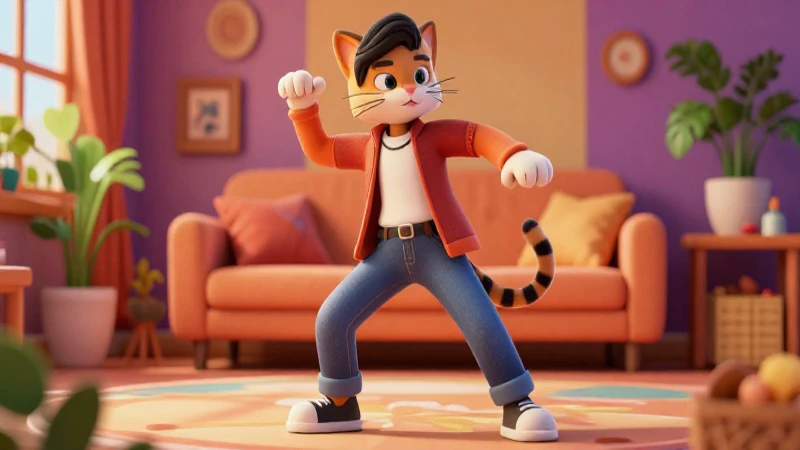Joven recreando movimientos artísticos inspirados en animales