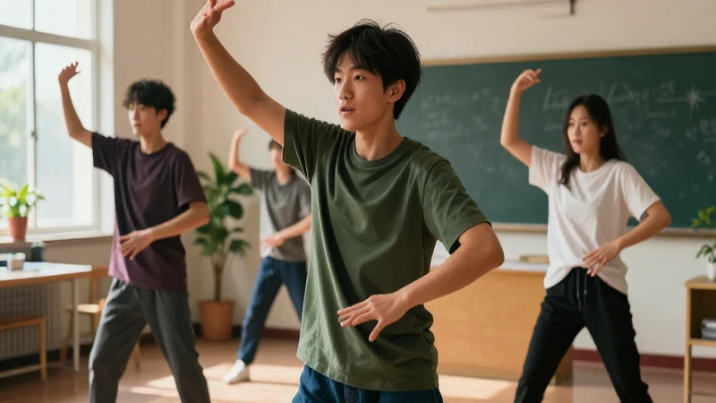 Estudiante bailando con estilo en estudio profesional