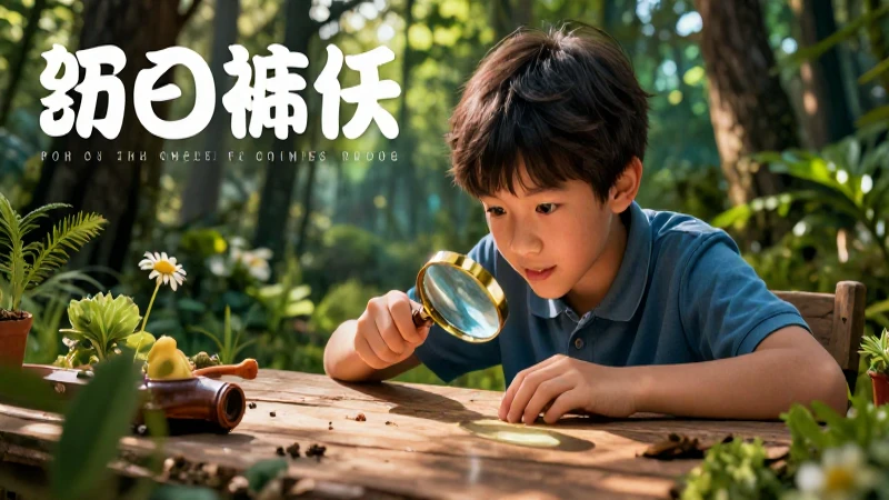 Qué juegos y tareas divertidas hay en ciencias naturales 3 Joven estudiante explora naturaleza con lupa en bosque vibrante