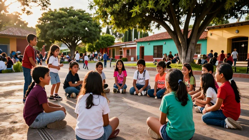 Niños mexicanos juegan creativamente al aire libre
