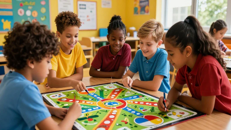 Estudiantes colaboran felices en un juego moderno