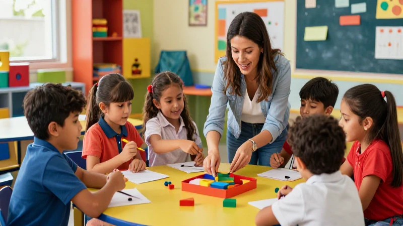 Niños aprendiendo feliz jugando
