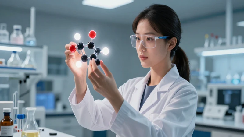 Cómo fomentar el rol femenino en ciencia e investigación 5 Investigadora brillante muestra modelo molecular vibrante