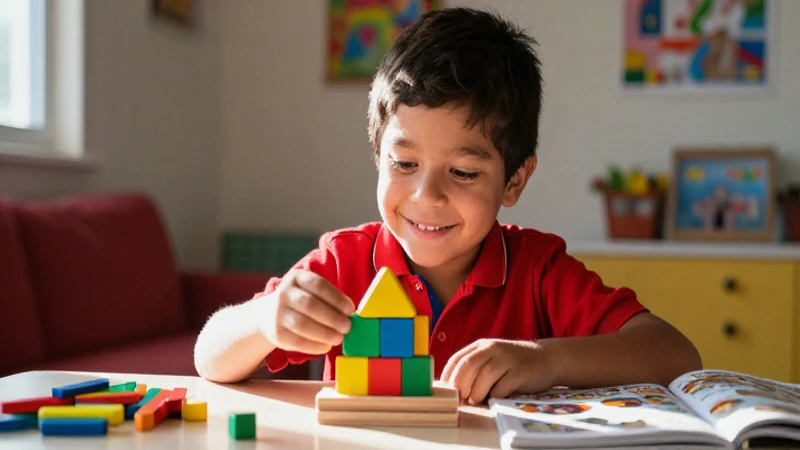 Niño mexicano resolviendo rompecabezas colorido y alegre