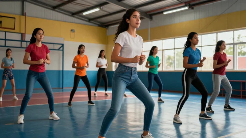 ¡Descarga actividades saludables para secundaria y vive de forma saludable! 3 Jóvenes mexicanos activos en gimnasio moderno