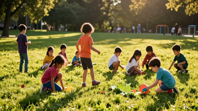 Niños exploran pradera con actividades educativas al aire libre