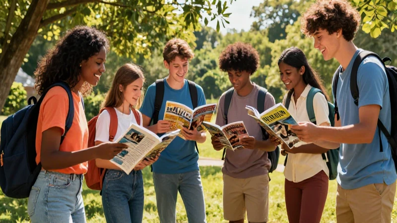 Estudiantes felices en recreación al aire libre