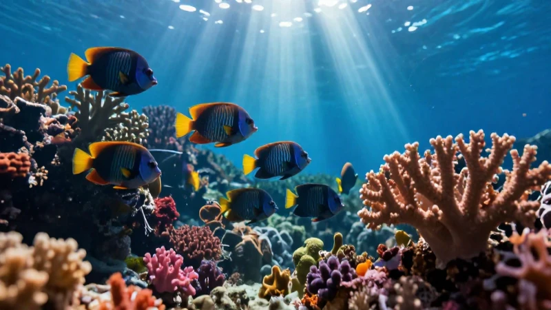 Acuáticos: Características y Ejemplos de Animales Acuáticos 6 Arrecife tropical dinámico con luz volumétrica