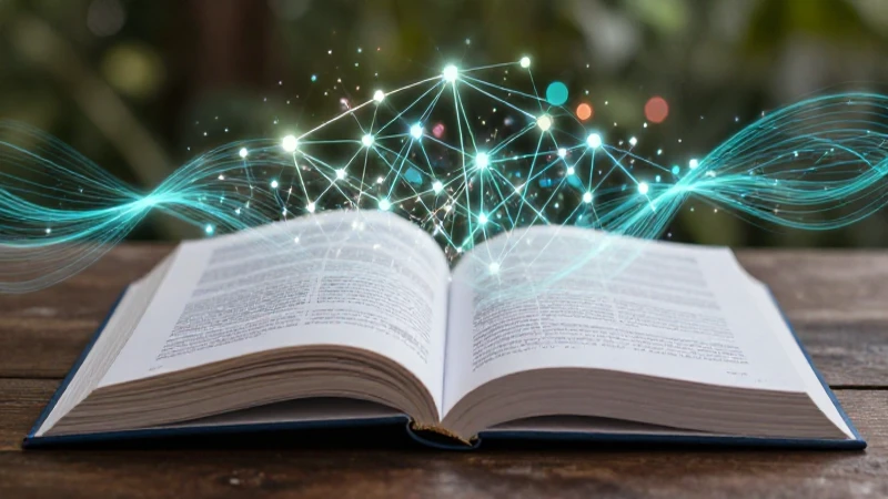 Libro académico estilizado con datos brillantes