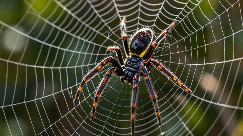 Te gustaría escuchar divertidas adivinanzas sobre arañas 6 Araña detallada en telaraña, estilo revista