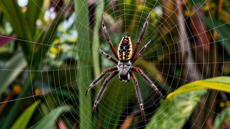 Te gustaría escuchar divertidas adivinanzas sobre arañas 7 Araña detallada en jardín mexicano vibrante