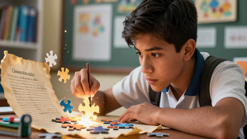 Estudiante mexicano concentrado resolviendo desafíos educativos