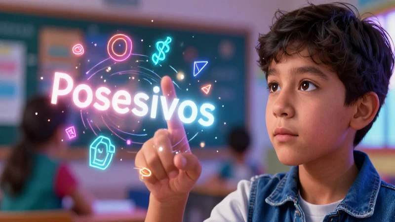 Ilustración educativa de pronombres posesivos