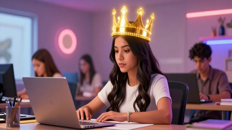 Estudiante mexicano con corona dorada, ilustración premium