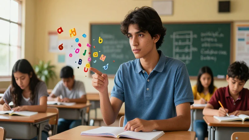Aula vibrante enseñando orden de adjetivos