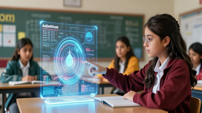 Adjetivos demostrativos enseñados en aula moderna