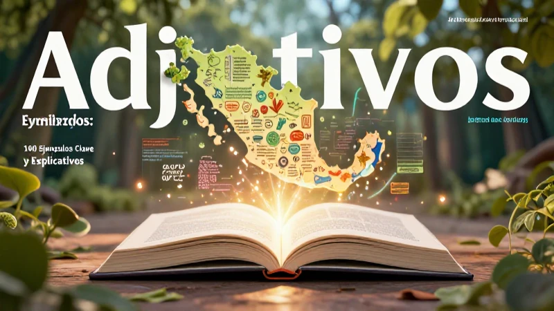 Adjetivos Ejemplos: 100 Ejemplos Clave y Explicativos 7 Ilustración educativa de mapa lingüístico en estilo mexicano
