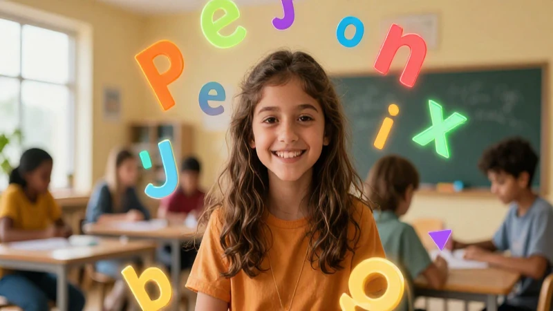 Joven aprendiendo rodeado de símbolos educativos vibrantes