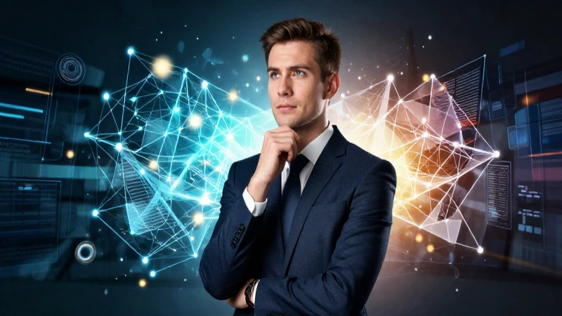 Profesional estratégico en entorno digital futurista