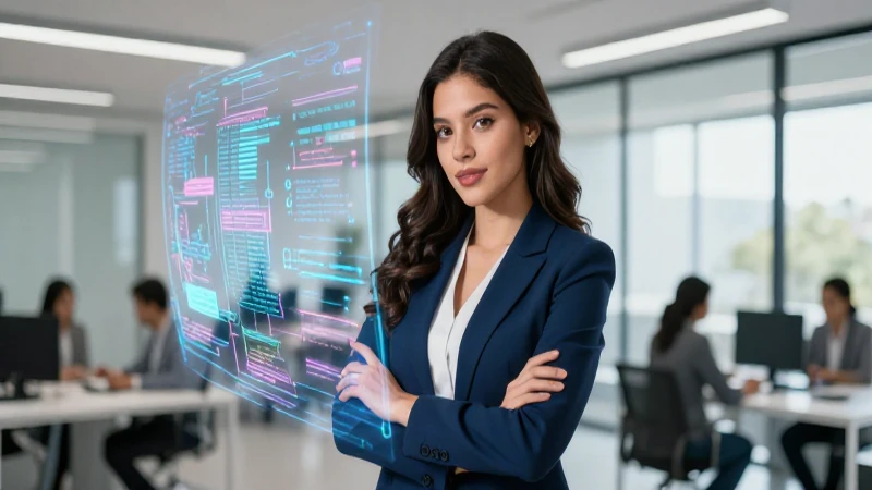 Estudiante mexicano exitoso en oficina futurista