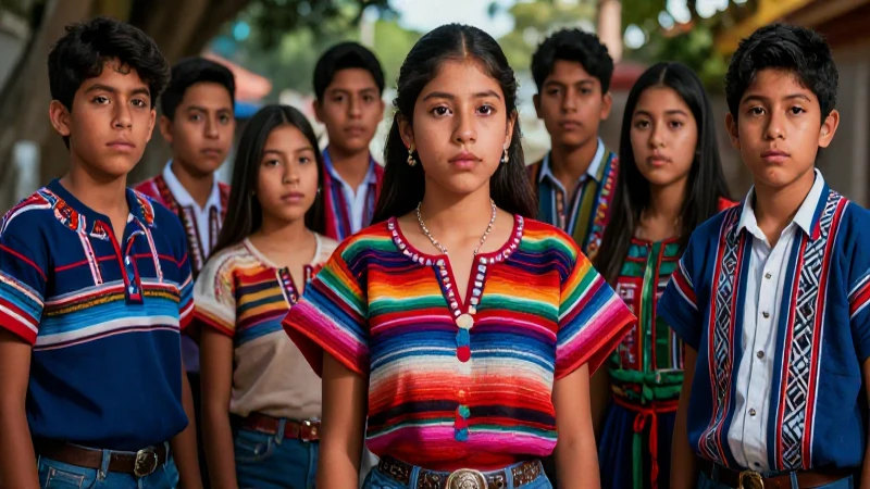 Ilustración vibrante de jóvenes mexicanos culturales