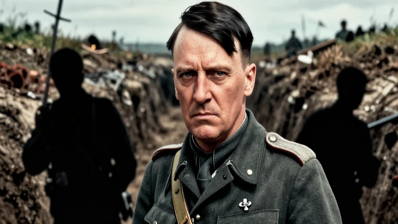 Ilustración dramática de Hitler joven en trinchera