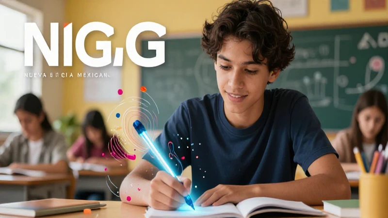 Joven mexicano aprendiendo con tecnología vibrante