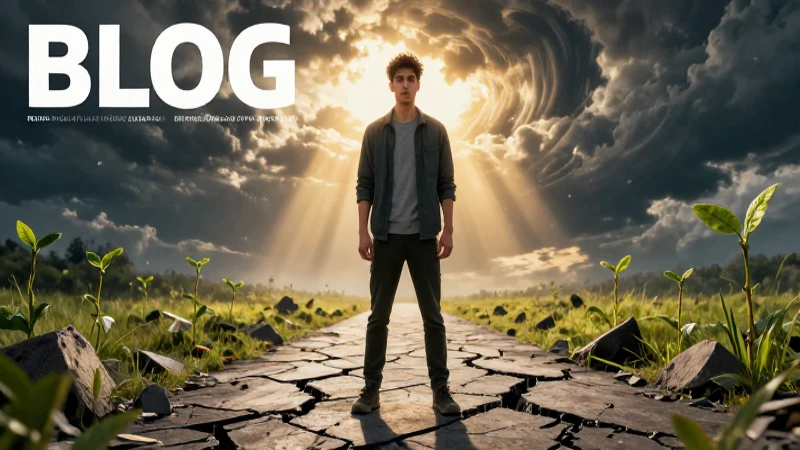 Joven decidido bajo dramática luz de esperanza