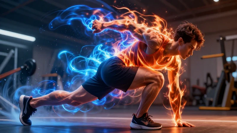 Atleta en acción con energía vibrante