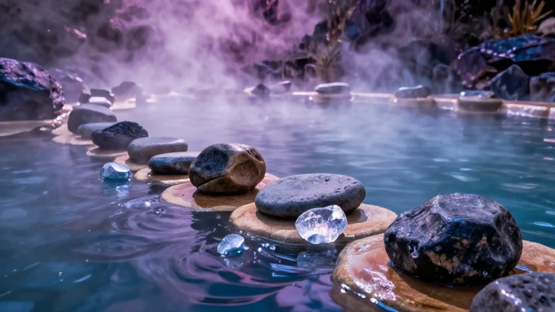 Aguas termominerales: tipos, propiedades y beneficios 5 Fuente termal vibrante con agua y vapor cálido