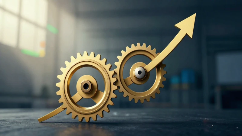 Ajustar: Definición y concepto en la economía actual 3 Engranajes estilizados muestran crecimiento económico dinámico