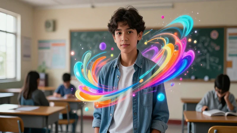 Estudiante joven moderno en clase vibrante