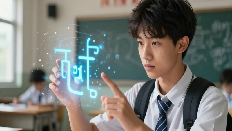 Estudiante concentrado estudia un glifo brillante