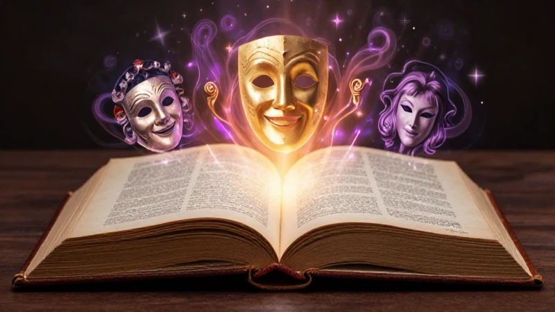 Libro antiguo emana figuras alegóricas en luz
