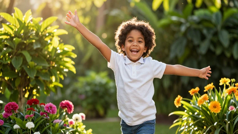 Alegría: Concepto, función, efectos, origen y manifestación 5 Niño radiante con luz y naturaleza