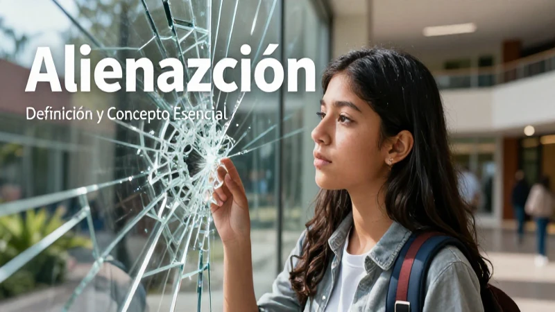 Alienación: Definición y Concepto Esencial Explicado 9 Joven estudiante mira vidrio roto en ambiente académico mexicano
