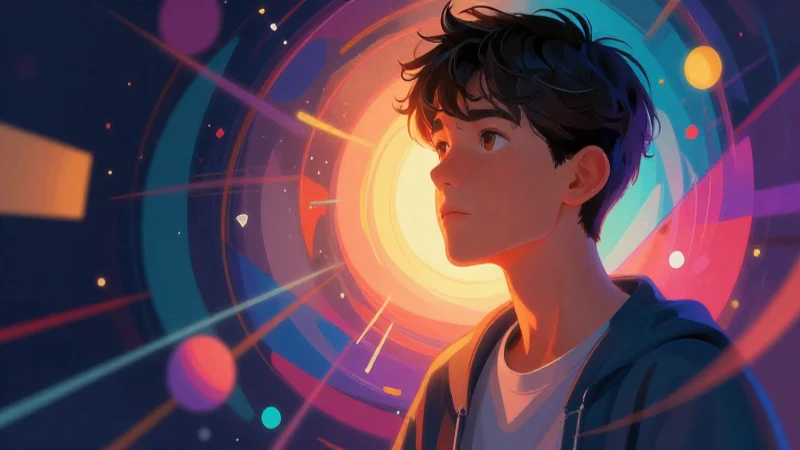 Alienación: Definición y Concepto Esencial Explicado 8 Joven estudiante aprende en un marco abstracto y vibrante