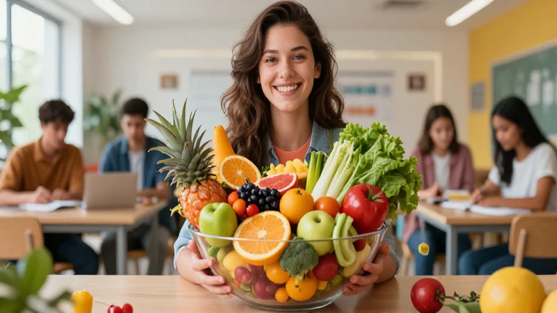 Alimentación: Concepto, Régimen y Trastornos Alimenticios 8 Portada vibrante de estudiante y naturaleza