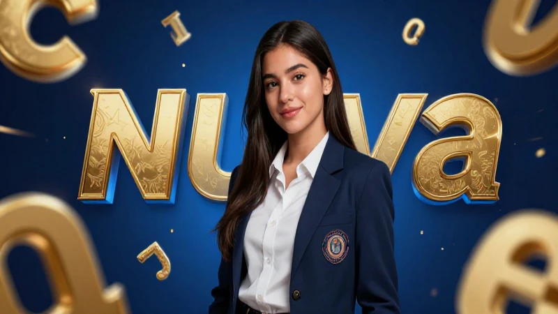 Estudiante atractiva en diseño académico dinámico