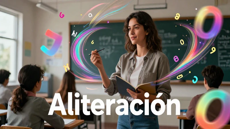 Ilustración vibrante de aliteración educativa