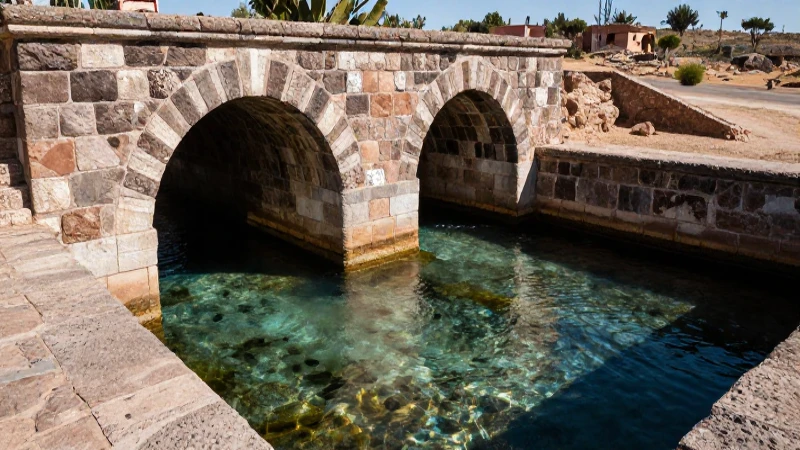 Aljibe histórico en México refleja agua cristalina