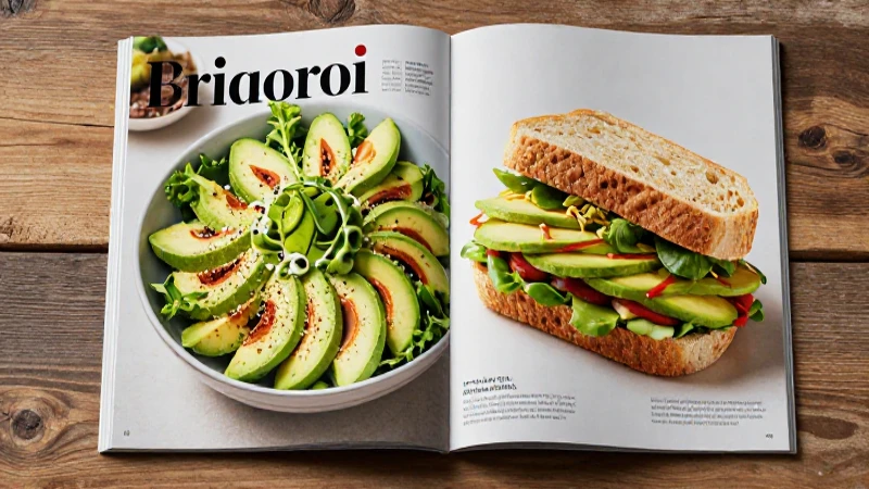 Diseño cinematográfico de aguacate y sándwich